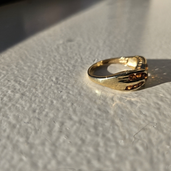 Genuine 14k Gold Ring with Genuine Orange Sapphires - Picture 5 of 8